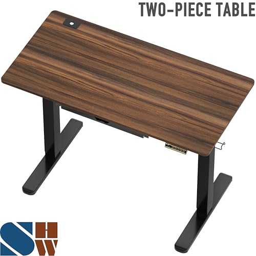 SHW 48-Inch Electric Height Adjustable Standing Desk w/Drawer, Walnut - color: Walnut, size: 48-Inch