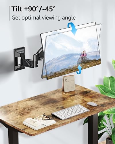 MOUNTUP Monitor Wall Mount for 17-32 Inch Computer Screen, Wall Mounted Arm Support 4.4-17.6lbs Display, Computer Monitor Arm, VESA Bracket for VESA 75x75mm and 100x100mm, Black - size: 17-32 inch