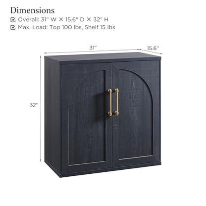 ACCOHOHO Arched Door Sideboard Buffet Cabinet Set of 3, Black | Modular, Multi-Compartment Storage, Adjustable Shelf, Soft Close Hinges, Freestanding, for Dining Room, Living Room - color: Black