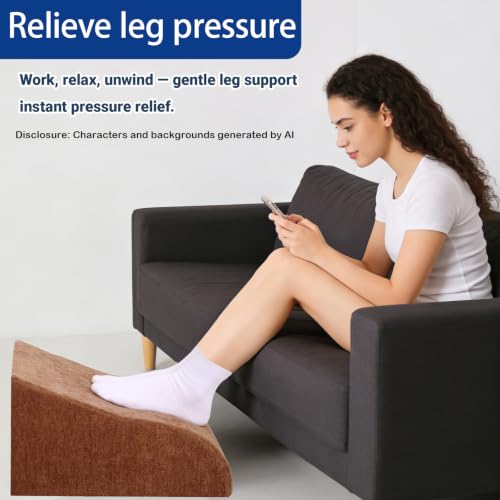 Foot Rest for Under Desk at Work, Ergonomic Under Desk Footrest with Washable Cover for Office, Home & Gaming Leg Elevation Pillow Brown - color: D-brown