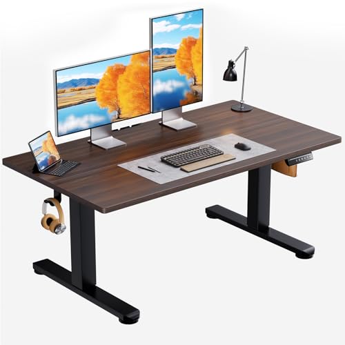 ErGear Low Height Adjustable Desk, Lifts 18.9-28.4 Inches, 48 X 24 Inches Electric Standing Desk for Kids, 4 Height Memory Settings & Storage Hooks, Home Office Computer Table & Study Desk, Walnut - color: Walnut, size: 48 X 24 Inch
