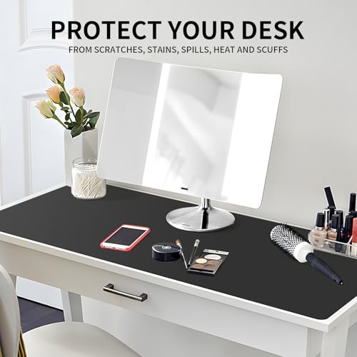 Large Office Leather Desk Mat, Large Mouse and Keyboard Pad, Laptop Pad, Desktop Protector(Black, 31.5 in. x 15.7 in.) - color: Black, size: 31.5×15.7inch