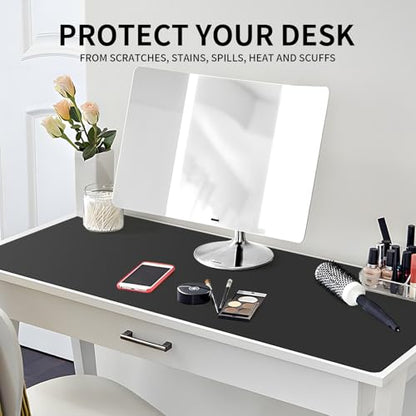 Large Office Leather Desk Mat, Large Mouse and Keyboard Pad, Laptop Pad, Desktop Protector(Black, 31.5 in. x 15.7 in.) - color: Black, size: 31.5×15.7inch
