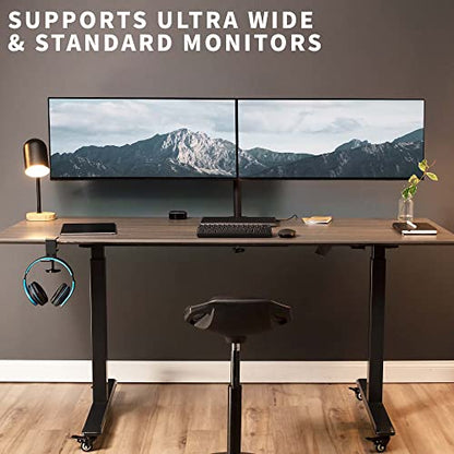 VIVO Full Motion Dual Monitor Desk Mount Clamp Stand VESA, Double Center Arm Joint, Holds 2 Screens up to 34 inches, STAND-V102D
