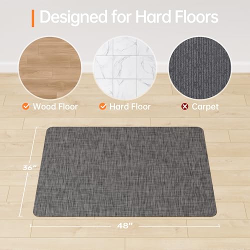 Office Chair Mat, 36" x 48" Computer Chair Mat for Hardwood Floor, Non-Curve Anti Slip Hard Floor Protector for Rolling Chair, PVC Mat Desk Rug for Home Office - color: Dark Grey, size: 36" x 48" Rectangular