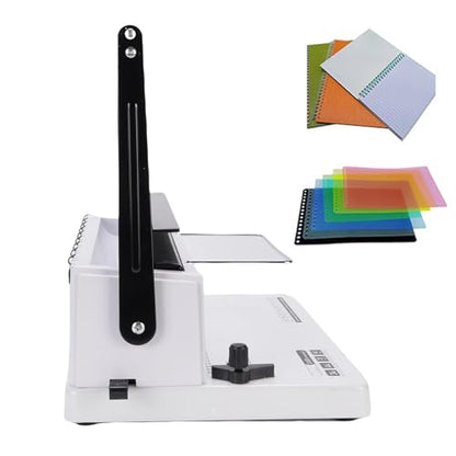 Coil Binding Machine with Electric Coil Inserter, 20 Sheet Punch 140 Sheet Binding 34 Square Holes Coil Binding Machine with 12Pcs 12mm Coils 50 Sheet A4 Covers for A4A5