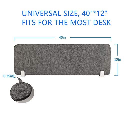 MYOYAY 40''x12'' Privacy Panel Clamp-on Acoustic Desk Divider Freestanding Sound Absorbing Cubicle Desk Divider Removable Acoustic Partitions with 2 Clips for Offices, Braries, Classrooms, Library