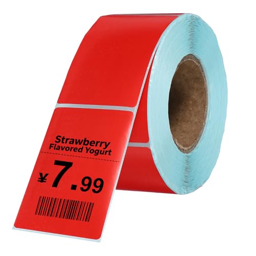 PATIKIL 500 Pcs Thermal Labels, 1.57x2.36 Inch Thermal Printer Labels Stickers Self Adhesive Tags Rectangle Paper Roll Small for Printer Shipping Label Mailing UPS Barcode Address, Red - color: Red, size: 40x60mm
