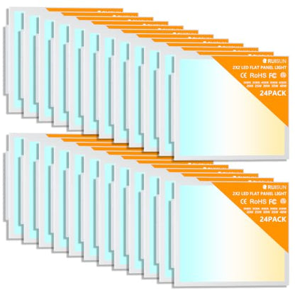 24 Pack 2x2 LED Flat Panel Lights with 5CCT Selectable, 4800LM, ETL | 40W/35W/30W/25W/20W,6500K/5000K/4000K/3500K/3000K,0-10V Dimmable, LED Drop Ceiling Fixtures for Office Meeting Classroom - size: 2x2FT 24PACK