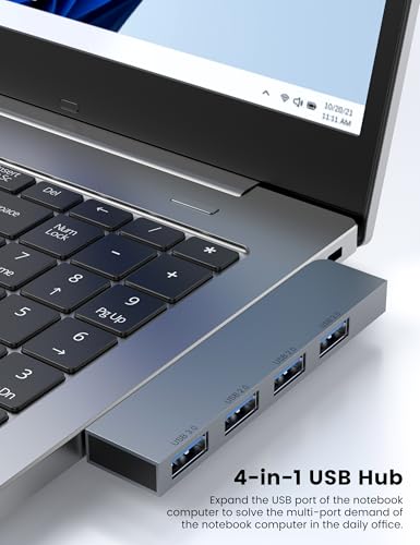 USB Hub, Fidioto 4-Port USB Hub(1 * 3.0 Hub, 3 * 2.0 Hub) USB Splitter for Laptop,Windows PC,Mac,Printer,Flash Drive,Mobile HDD, Notebook PC - color: 4in1-Right-Grey