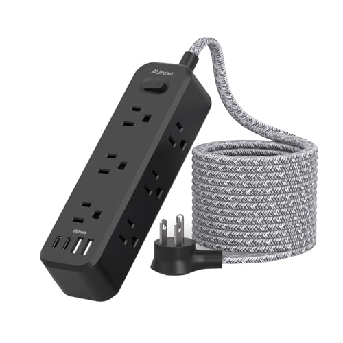 Black Extension Cord, Surge Protector Power Strip, Long Power Strip with 9 Outlets 4 USB Ports, Extension Cord with Multiple Outlets, USB Power Strip for Dorm Room Essentials, College(5FT, Black) - color: Black, size: 5FT