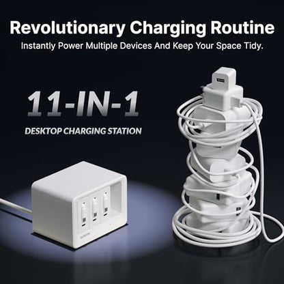 Gitryin 11-in-1 Desktop Charging Station, 120W USB Retractable GaN Charger - size: With 3 Type-C Chargers