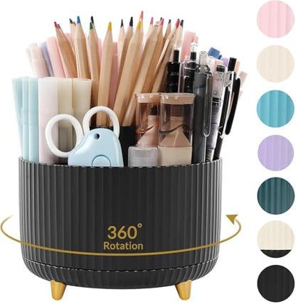 SKYDUE 360 Degree Rotating Desk Organizer, Pencil Pen Holder for Desk - color: Black_1Pack