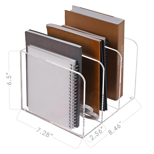 Acrylic Desk File Organizer, 3-Section Vertical File Folder Rack,Clear - size: Standard 3-Section