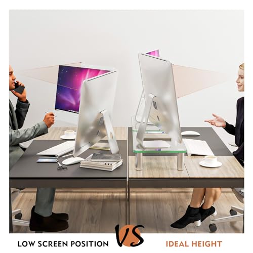 Hemudu 2 Pack Computer Monitor Riser with Height Adjustable Multi Media Desktop Stand for Flat Screen LCD LED TV, Laptop/Notebook/Xbox One - color: Clear