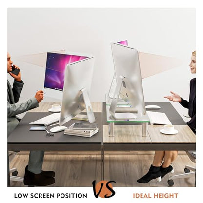 Hemudu 2 Pack Computer Monitor Riser with Height Adjustable Multi Media Desktop Stand for Flat Screen LCD LED TV, Laptop/Notebook/Xbox One - color: Clear