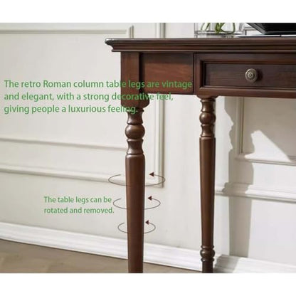 Walnut Writing Desks with Drawers, 35" French Country Style - color: Walnut, size: Standard-35 inches