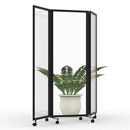 Stand Up Desk Store ReFocus Three-Panel Trifold Acrylic Room Divider Partition Privacy Screen (Clear Acrylic, 71" x 65") - color: Clear Acrylic