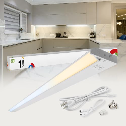 ASD Swivel LED Under Cabinet Lighting Plug in or Hardwired 48 Inch, Dimmable Under Cabinet Lights with High/Low/Off Switch, 3CCT 2700K-4000K, Linkable Under Counter Lights for Kitchen, White, ETL - color: White, size: 48 Inch