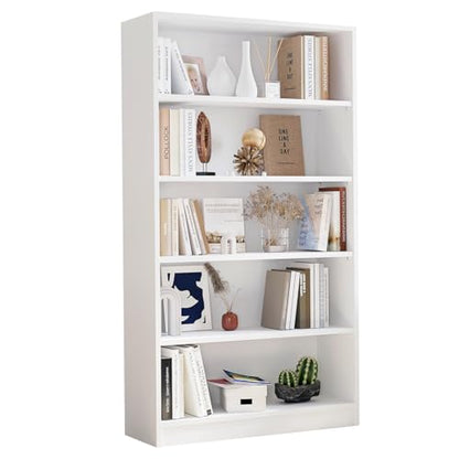 Farini 60 Inch Tall Bookcase,5 Shelf Bookshelves,Adjustable Bookshelf for Home Office,White - color: White, size: 5 shelf