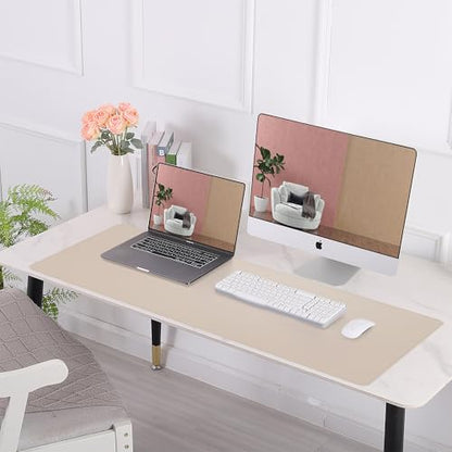 AFIING Desk Mat, Beige, 23.6" x 13.8", Desk Pad Protector - color: Beige, size: 23.6" x 13.7"