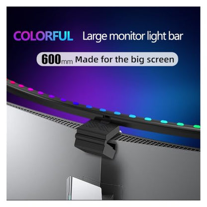 RGB Computer Monitor Light Bar Music Rhythm Dimmable Screen Hanging Desk Lamp for Gaming Reading - color: Curved RGB 60CM