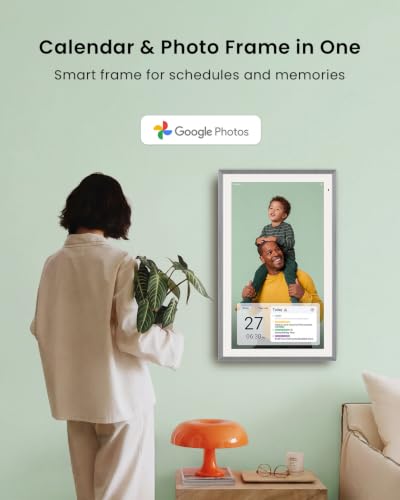 Apolosign 27-inch Digital Calendar & Smart Family Wall Planner, No Subscription, Shared Touchscreen Display with Calendar Sync, Chore Charts & Family Scheduling Hub, Wall Mount Included (Gray) - color: Gray