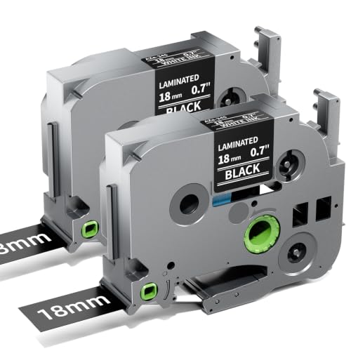 Colorty TZe-345 Black Label Tape Replace for Brother TZe TZ Tape 18mm 0.7 | Compatible with Brother P Touch Label Maker Tape 3/4‘’ Laminated White on Black for PT-D400 PT-D410 D600 D610BT PT-P700BT - color: White on Black, size: 18mm