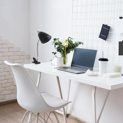 Simple Designs LD2001-BLK-LB 17.5" Flossy Flexible Gooseneck Clip Light Desk Lamp with LED Bulb, Black - color: Black