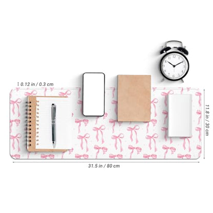Large Computer Mouse Pad with Non-Slip Base for Desktop, Cute Gaming Mouse Mat with Stitched Edges, Long Extended Anime Mousepad for Laptop, 31.5 x 11.8 inches (Cute Ribbon Bow) - color: Cute Ribbon Bow