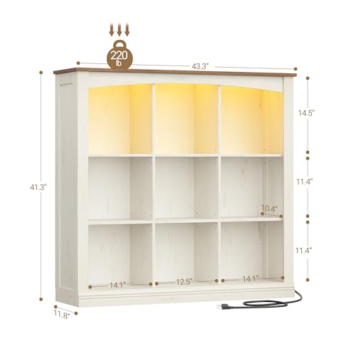 Hzuaneri 3 Tier Wood Cube Bookshelf, 9 Cube Storage Organizer - size: 11.8"D x 43.3"W x 41.3"H