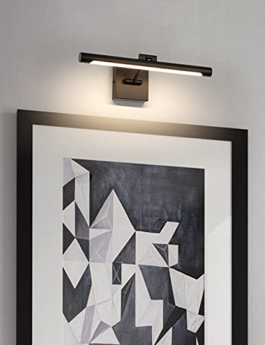 Joosenhouse LED Picture Light Fixtures 16.53" Inches Long Modern Black Wall Lamps with Rotatable Lighting Tube Picture Frame Lights for Paintings 7W(50W Eqv.) Hardwired Connection 3000K - color: Black, size: Dimmable 16.53" Long