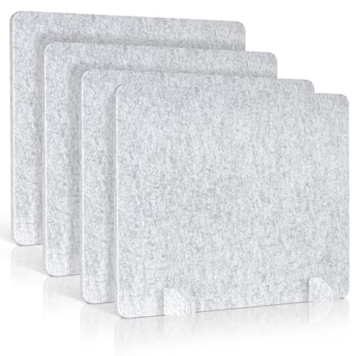 4 Pack Acoustic Desk Dividers, 24" x 20" (Silver Gray) | Freestanding Privacy Panels Set with Noise - Reducing Design Cubicle Sound Proof, Ideal for Office, Classroom, and Home - color: Light Gray, size: 4 Pack