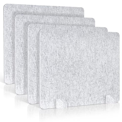 4 Pack Acoustic Desk Dividers, 24" x 20" (Silver Gray) | Freestanding Privacy Panels Set with Noise - Reducing Design Cubicle Sound Proof, Ideal for Office, Classroom, and Home - color: Light Gray, size: 4 Pack
