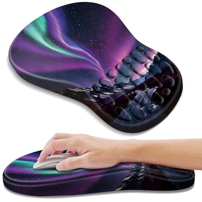 YIWEI Ergonomic Mouse Pad with Wrist Rest for Carpal Tunnel Pain Relief - color: Aurora
