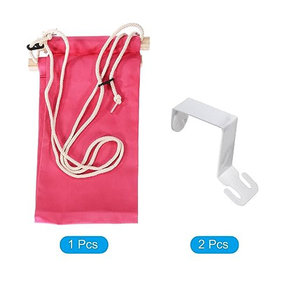 PATIKIL Foot Hammock Under Desk, Adjustable Foot Rest Sling with Hooks Portable Desk Footrest for Airplane Travel Home Office, Pink Style 1 - color: Pink