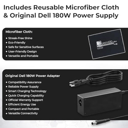Dell WD19S Docking Station Dual Monitor Bundle - 180W, Supports 4K Display, Dell Dock with 180W Power Supply + Anyhdd 4K HDMI Cable + 4K DisplayPort Cable + USB-C Cable + Microfiber Cloth Included - style: WD19S 180W