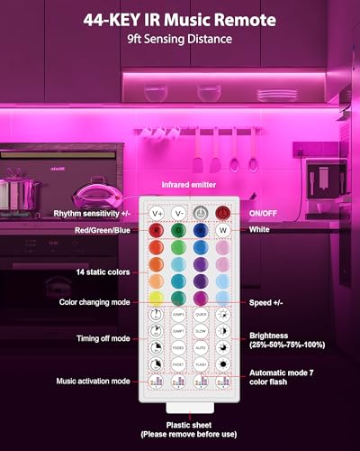 ASOKO 300 Lumens RGB Under Cabinet Light Plug in, 6 Pack 12 inch Linkable - color: Multicolor RGB, size: Manual switch-6 pack