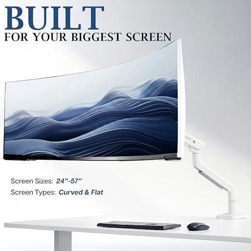 VIVO PRO Heavy Duty, Premium Ultra-Wide Monitor Tension Arm, Up to 57 inch Screens, Holds 59.4 lbs, Desk Mount Monitor Stand for Ultrawides, White, PRO-ST157W - color: White