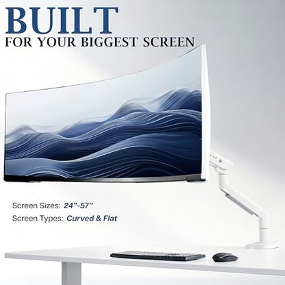 VIVO PRO Heavy Duty, Premium Ultra-Wide Monitor Tension Arm, Up to 57 inch Screens, Holds 59.4 lbs, Desk Mount Monitor Stand for Ultrawides, White, PRO-ST157W - color: White