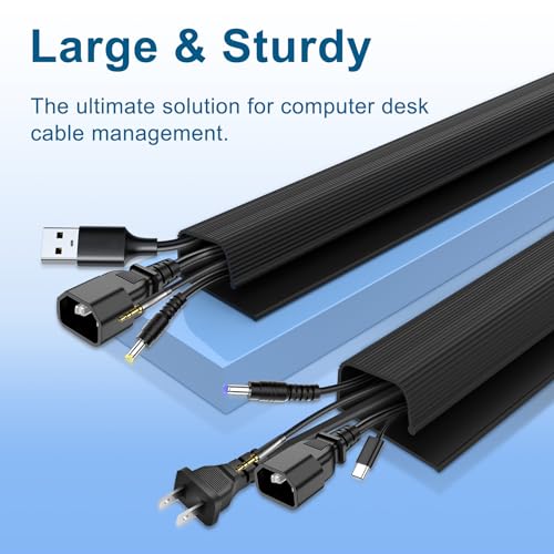 6 Pack J Channel Cable Management for Desk, Adhesive Wire Organizer - color: black