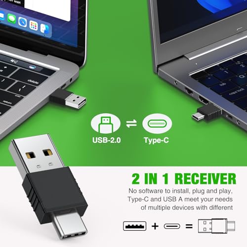 USB C Rechargeable Presentation Clicker with Green Light, Remote Clicker for Presentations Wireless Presenter Slide Changer PPT Advancer with Volume Control for Laptop Computer - color: Green L+Rechargeable