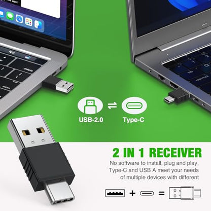 USB C Rechargeable Presentation Clicker with Green Light, Remote Clicker for Presentations Wireless Presenter Slide Changer PPT Advancer with Volume Control for Laptop Computer - color: Green L+Rechargeable