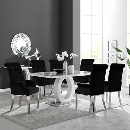 Velvet Dining Chairs with Arms, Upholstered Dining Room Chairs, Black | Upholstered, High Back, Tufted, Luxurious, Stainless Steel Leg, for Kitchen & Dining Room - color: Black, size: 1 PCS