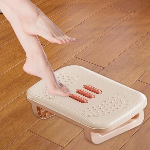 Ergonomic Under Desk Footrest with Massage Rollers, Non-Slip Rocking Foot Stool for Office and Home Desk, Khaki - color: Khaki