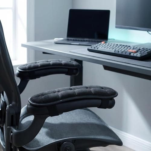 Office Chair Armrest Pads 45x10cm Pair with Elastic Band, Non-Slip Comfortable Armrest Covers for Computer, Gaming, and Wheelchairs