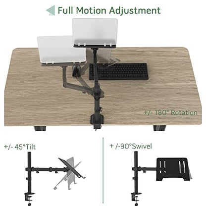 UPGRAVITY Black Laptop Desk Mount for 17 inch Notebook or 14”-32” Monitor | Single Laptop Stand Arm with Vented Tray Holds up to 17.6 lbs, Fully Adjustable, Clamp/Grommet Mounting, VESA 75/100mm - color: Black