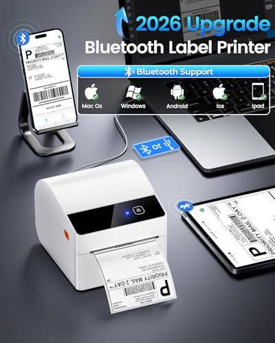 ASprink Bluetooth Shipping Label Printer 4x6 - color: White