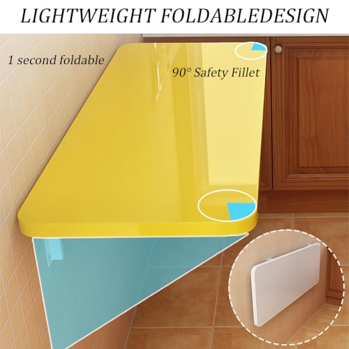 Drop Leaf Tables Wall Mounted Desk Wall Mounted Folding Table for Small Spaces, Wall Mounted Table Fold Down Floating Desk for Laundry Room/Bedroom/Study Blue 40x30cm/16x12in