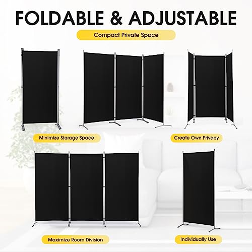 RANTILA 3 Panel Privacy Screen, 6 Ft Tall Folding Privacy Screen Room Dividers, Freestanding Room Partition Wall Dividers, 102''W x 20''D x 71''H, Black - color: Black, size: 34" - 3 Panel